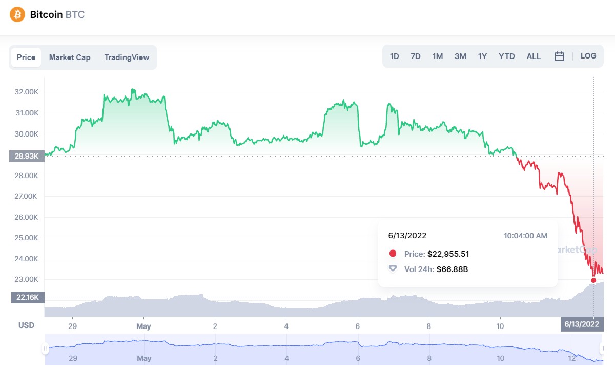 Bitcoin ha perdido más del 65% de su valor. Llegó a menos de 23,000 dólares  y sigue en picada - Emprendedor