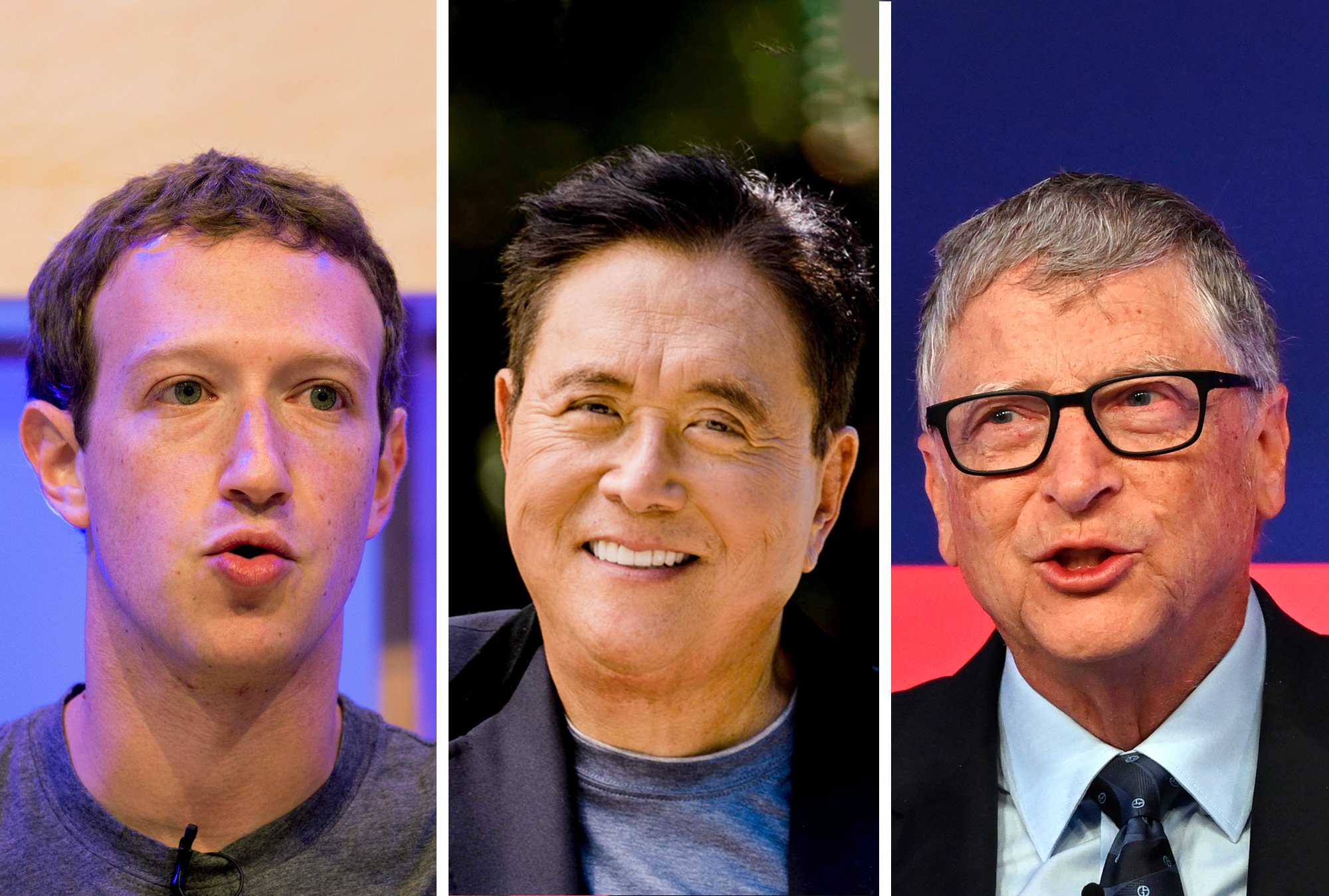 Mark Zuckerberg, Robert Kiyosaki y Bill Gates