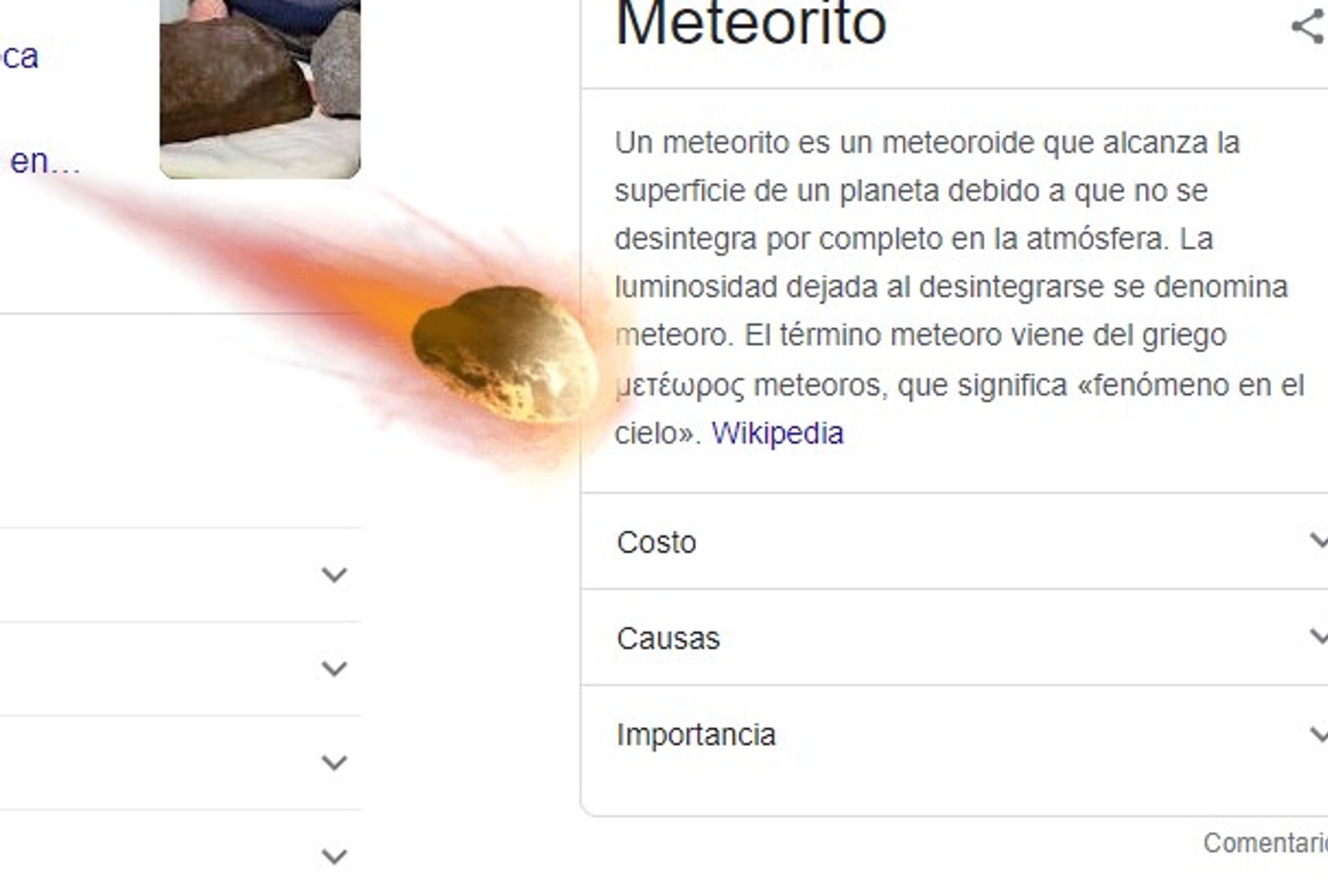 ¿Qué pasa si escribes 'meteorito' en Google?