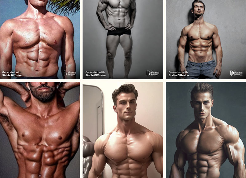 El cuerpo masculino perfecto según las redes sociales en 2023. The Bulimia Proyect. Inteligencia Artificial