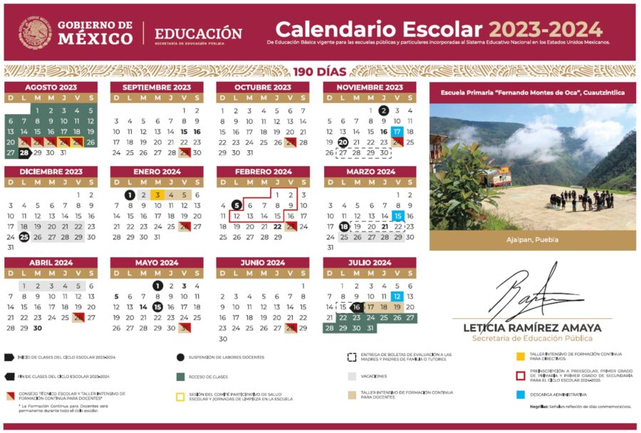 Calendario escolar SEP 20232024 Puentes, días festivos, vacaciones y