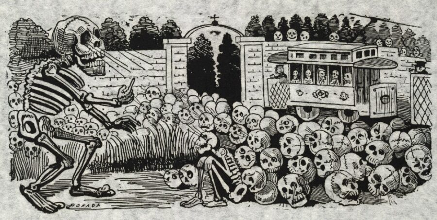 “Gran calavera eléctrica” de José Guadalupe Posada, c. 1900-1913 | Imagen: Dominio Público.