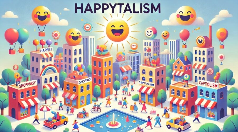 El Happytalismo no es solo una propuesta idealista | Imagen hecha con IA a través de DALL-E