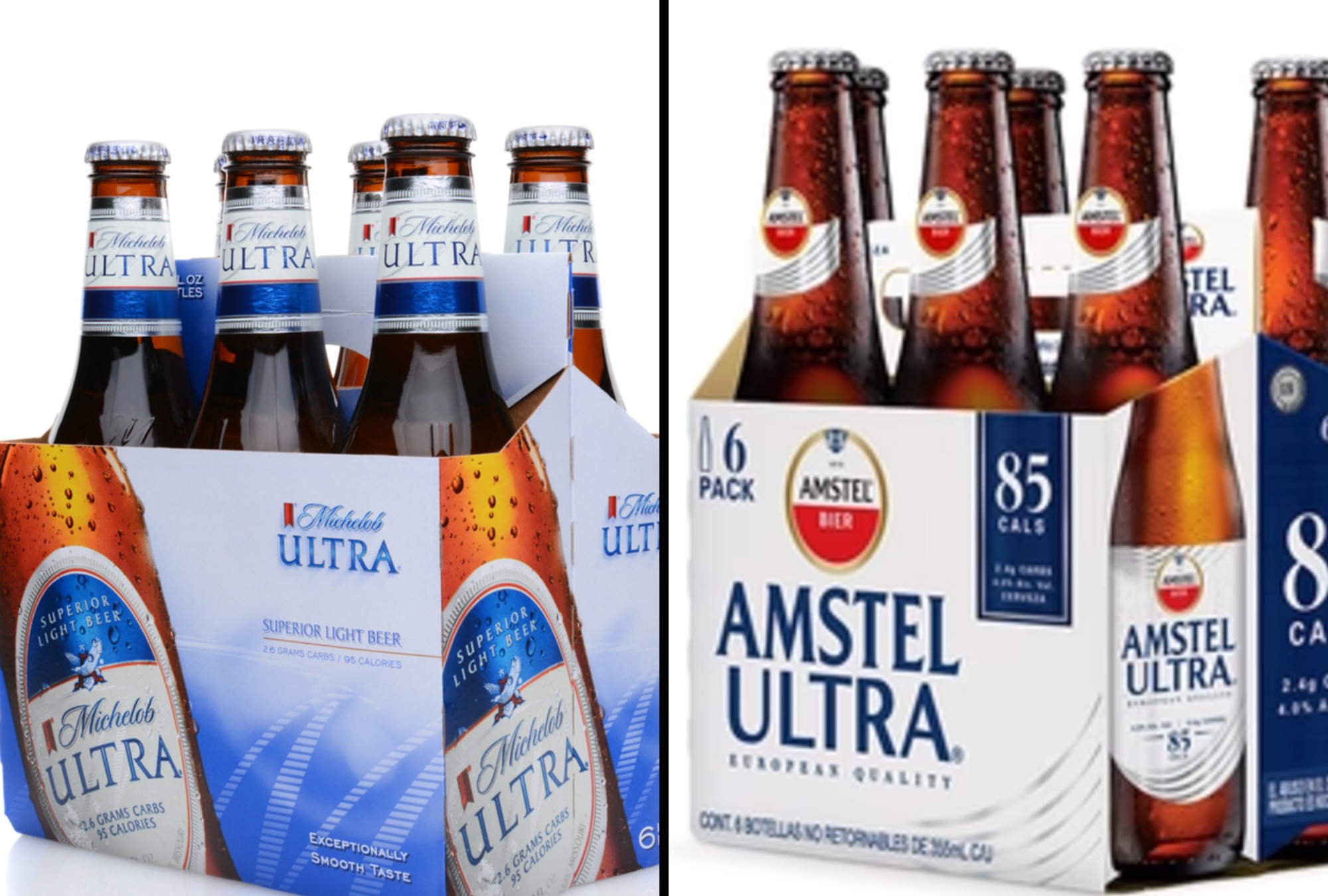 Botellas de Michelob Ultra y Amatell Ultra.