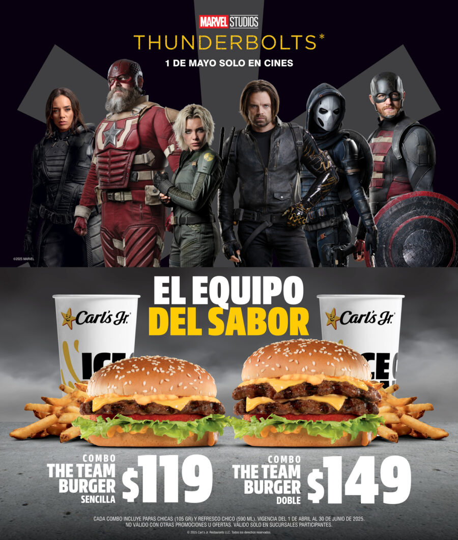 Carl’s Jr. presenta The Team Burger: sabor épico en honor a Thunderbolts* | Imagen: Marvel | Carl’s Jr. 