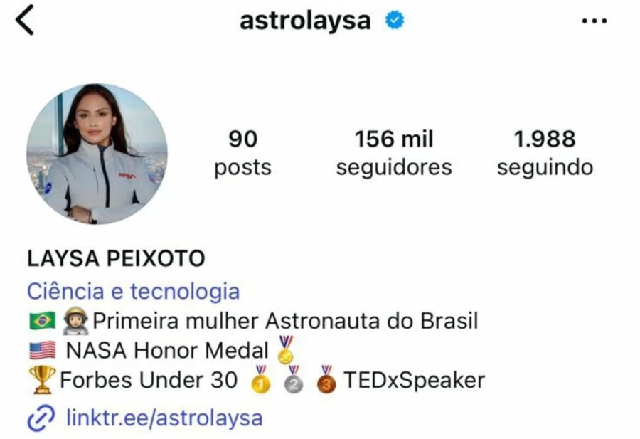 Así se presenta Lysa en redes | Imagen: Laysa Peixoto vía Instagram