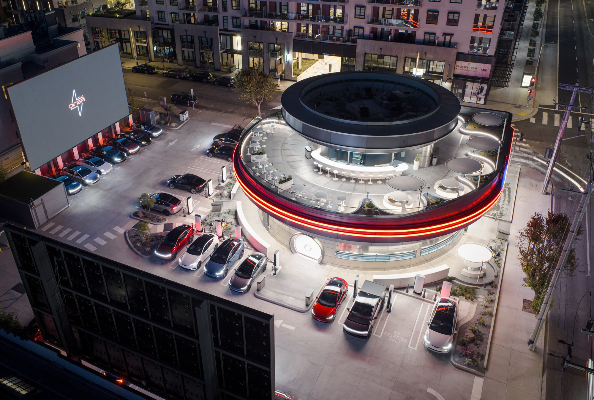 Tesla Hollywood Diner & Supercharger