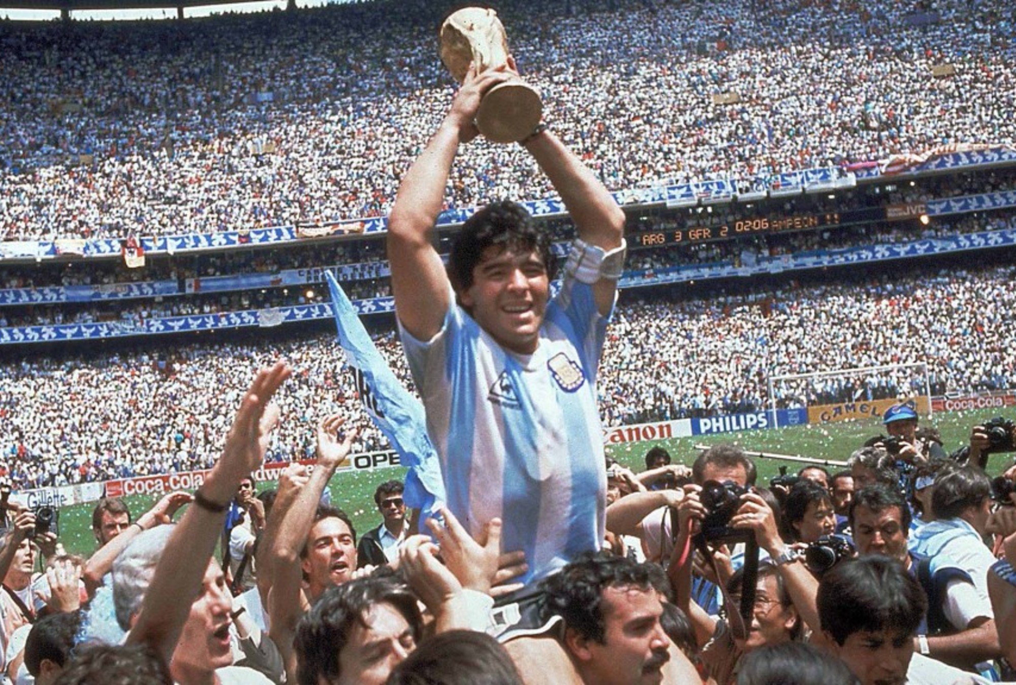 Final del Mundial 1986 entre Argentina y Alemania Occidental en el Estadio Azteca.