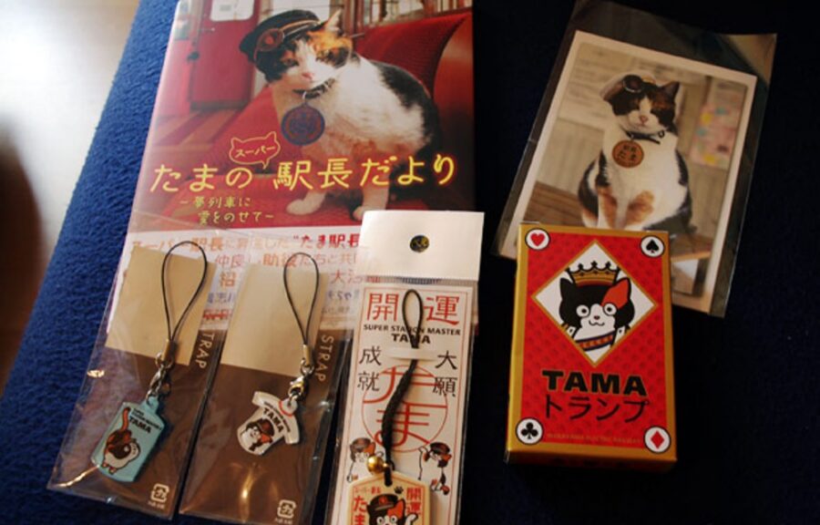 Merchandising oficial con la imagen de Tama dentro de la estación | Imagen: Zooming Japan