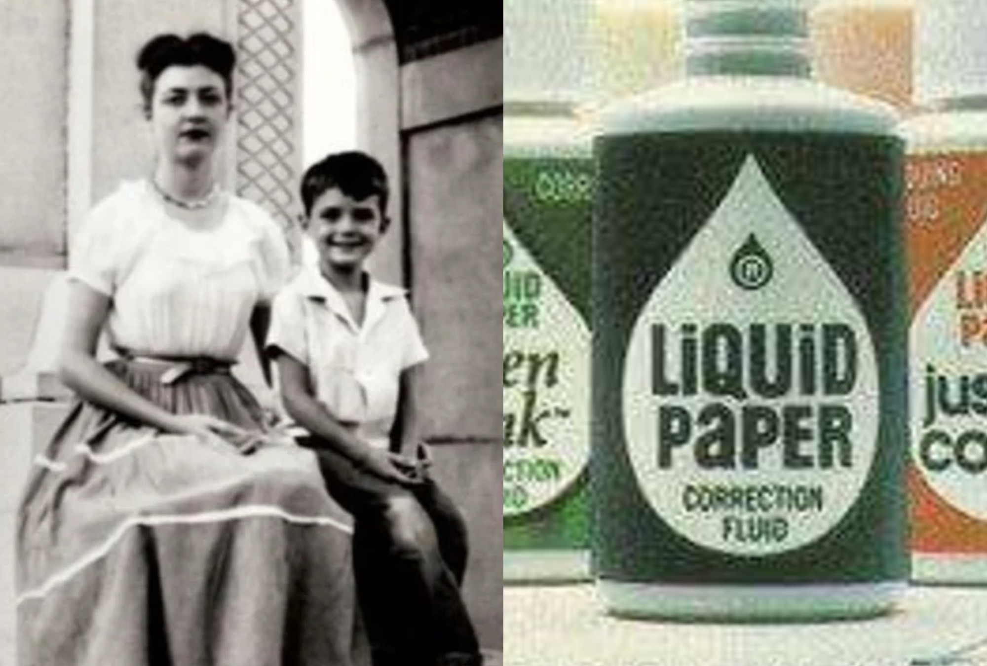 Bette Nesmith Graham, inventora del corrector Liquid Paper, con su hijo Mike.