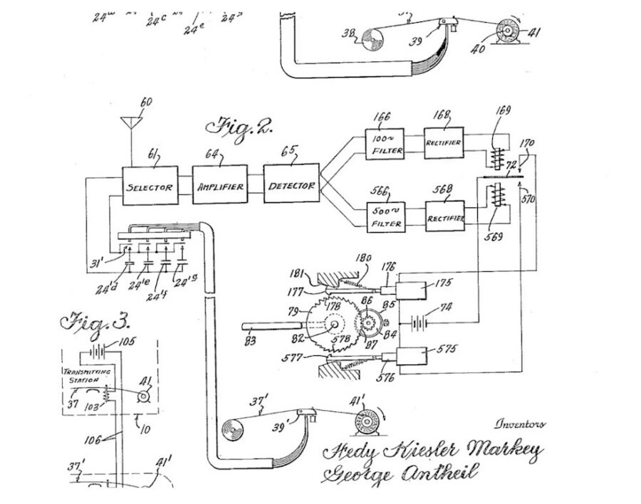 Documento de patente del sistema de salto de frecuencia desarrollado en 1942 | Imagen: U.S. Patent and Trademark Office