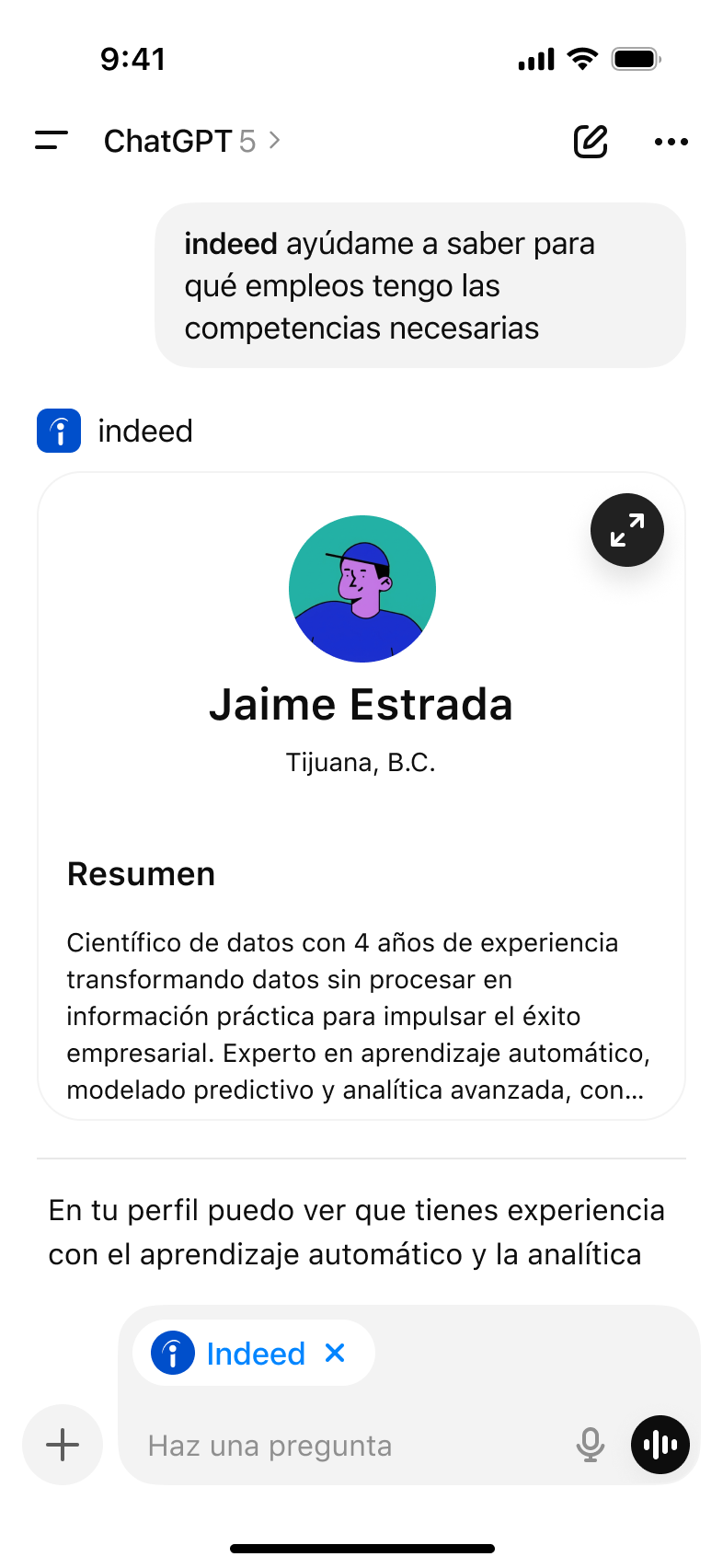 Los usuarios pueden explorar vacantes sin salir del chat | Imagen: Cortesía