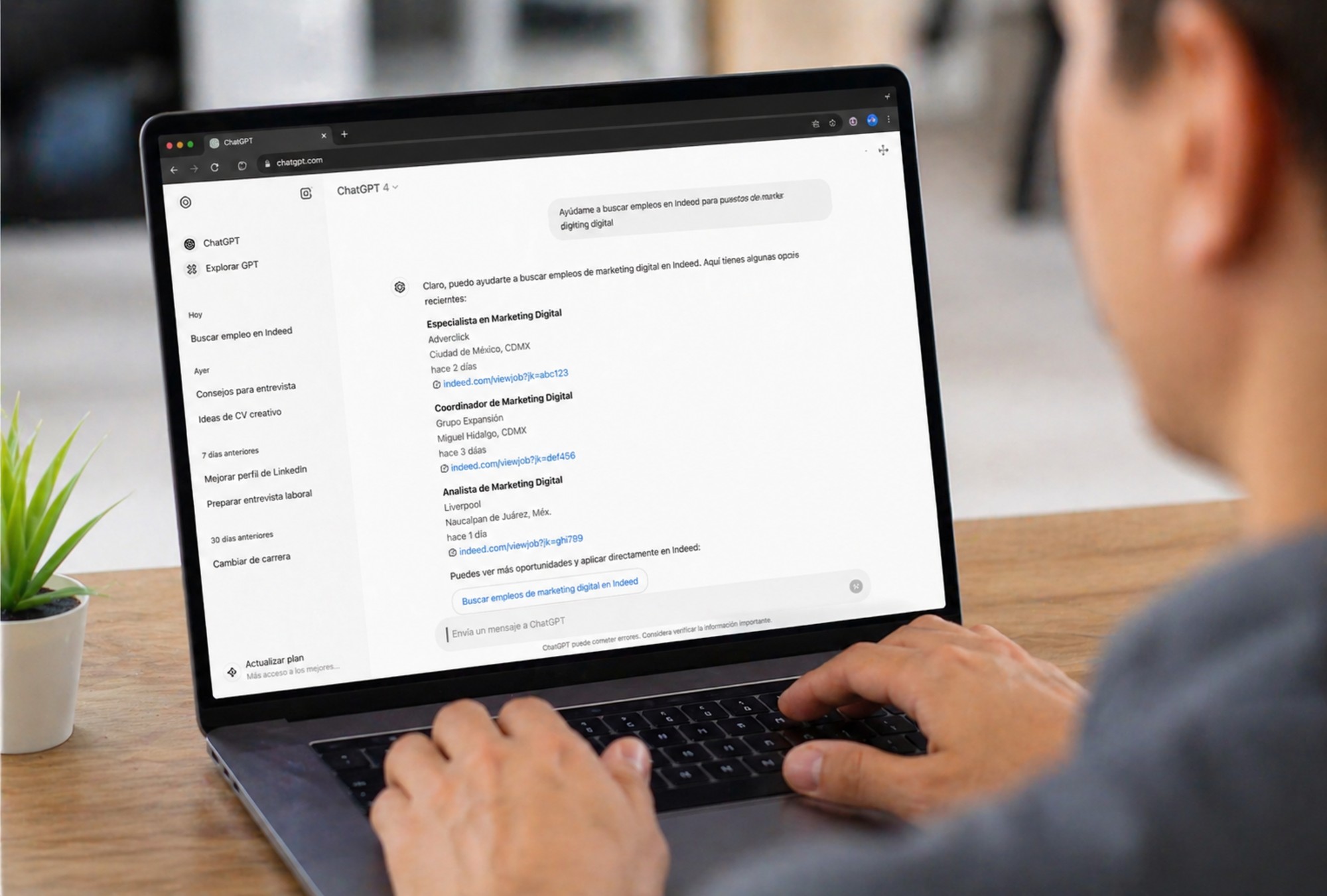 El proceso de aplicación sigue realizándose en Indeed.