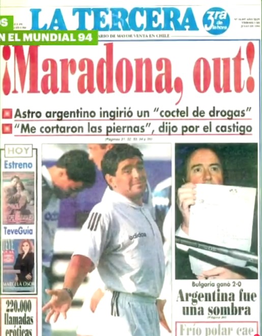 Diego Maradona protagonizó uno de los mayores escándalos de la historia de los Mundiales | Imagen: La Tercera