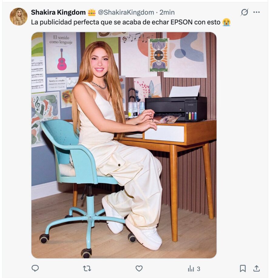 La nueva versión forma parte de una campaña de Epson desarrollada por ISLA | Imagen: Shakira vía redes sociales