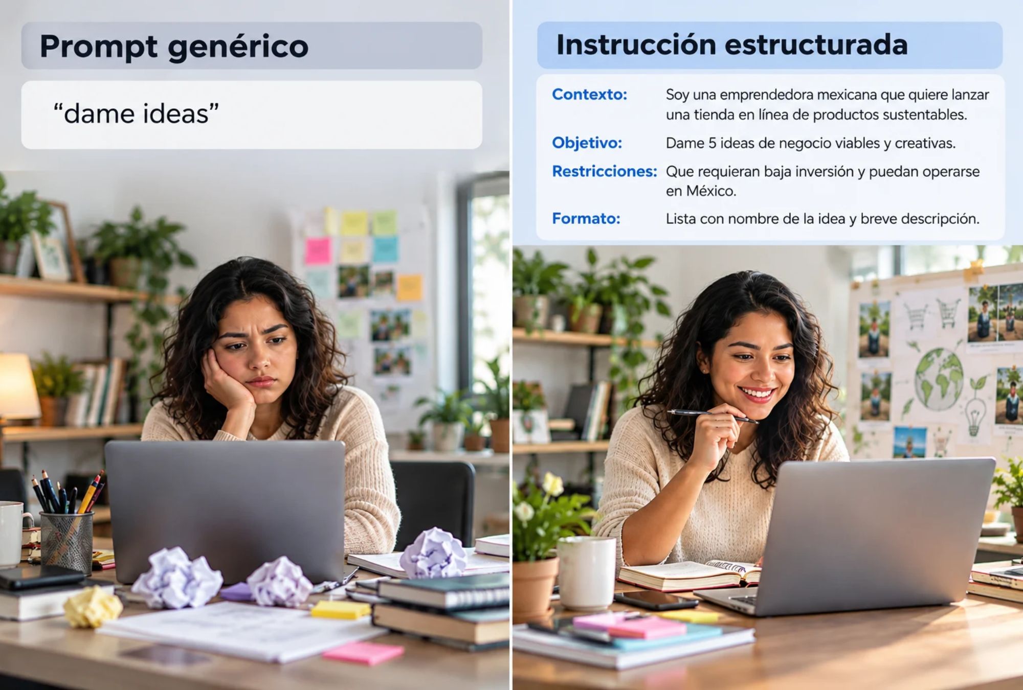 La calidad de una respuesta de IA depende también del contexto y las instrucciones que recibe el modelo.
