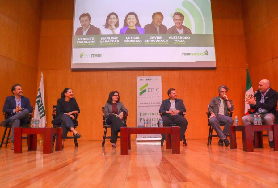 Heberto Taracena (Kukun), Marlene Garayzar (Stori), Leticia Jauregui (Proambi), Javier Arrigunaga (Sede Cafe), Alejandro Maza (Kavak) y Rene Lankenau (whitepaper) | Imagen: Cortesía