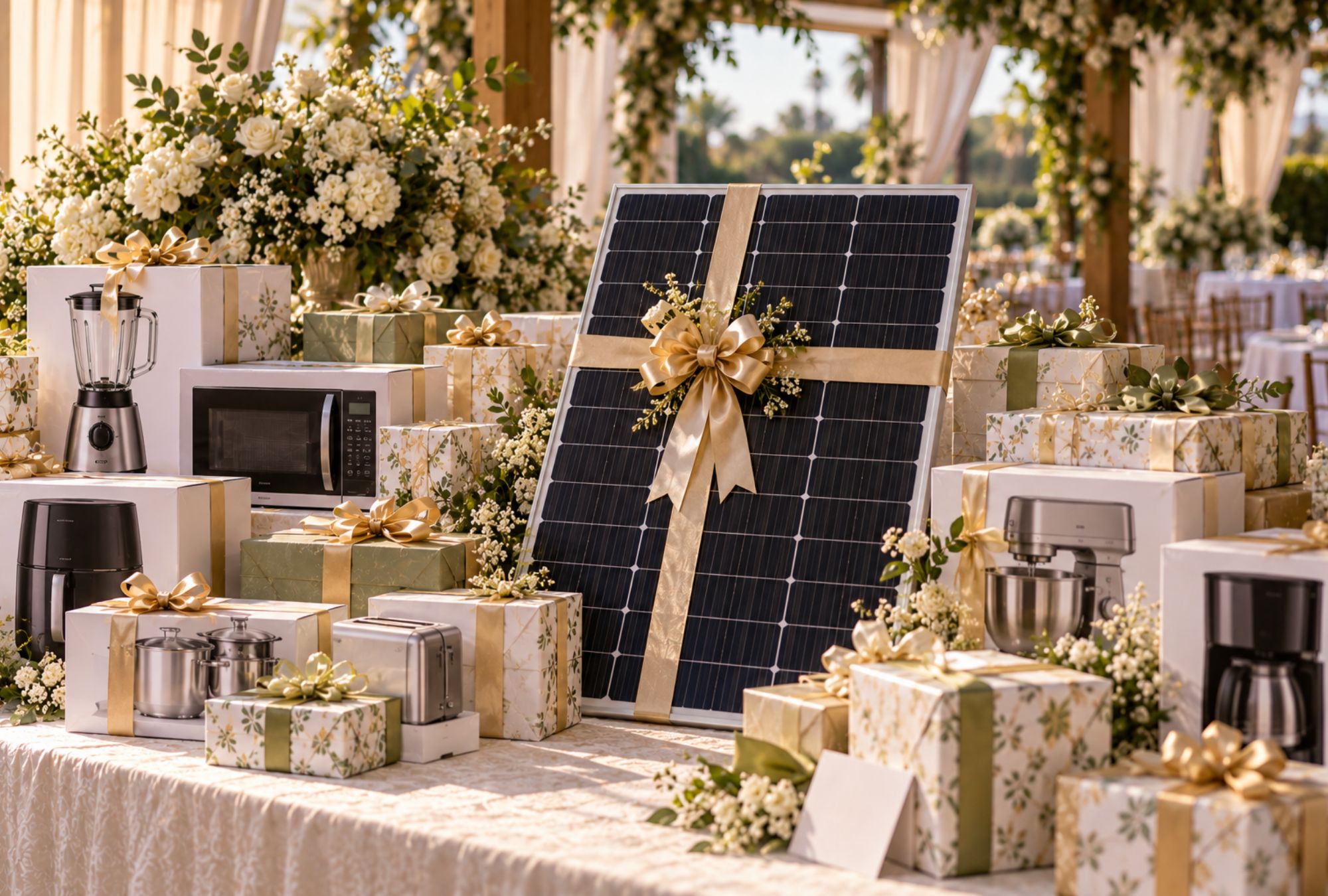 Paneles solares, baterías e inversores se vuelven regalos de boda.