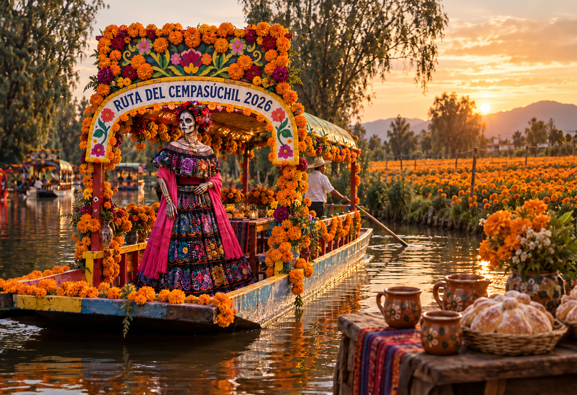 La Ruta del Cempasúchil ofrece recorridos al amanecer y al atardecer por la zona chinampera de Xochimilco.